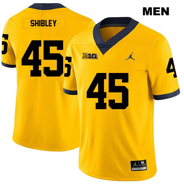 Men's NCAA Michigan Wolverines Adam Shibley #45 Yellow Jordan Brand Authentic Stitched Legend Football College Jersey JX25D28BC